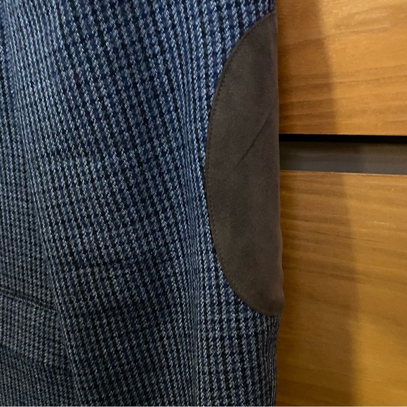 HOUNDSTOOTH BLAZER - GRAY BLACK BLUE WITH ELBOW PATCHES - Picture 7 of 12